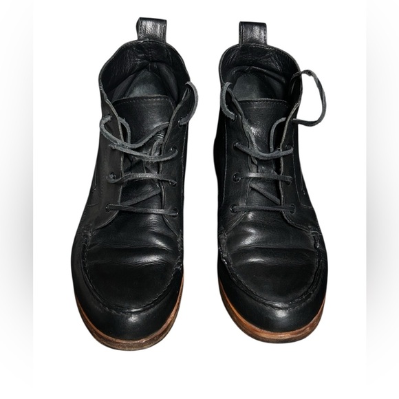 Jenni Kayne Made In Italy Black Leather Booties Lace Up Luxury Timeless Women 7 - Picture 1 of 11